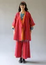 Kimono à carreaux "Coimbatore" en coton biologique (rouge perroquet L/XL)