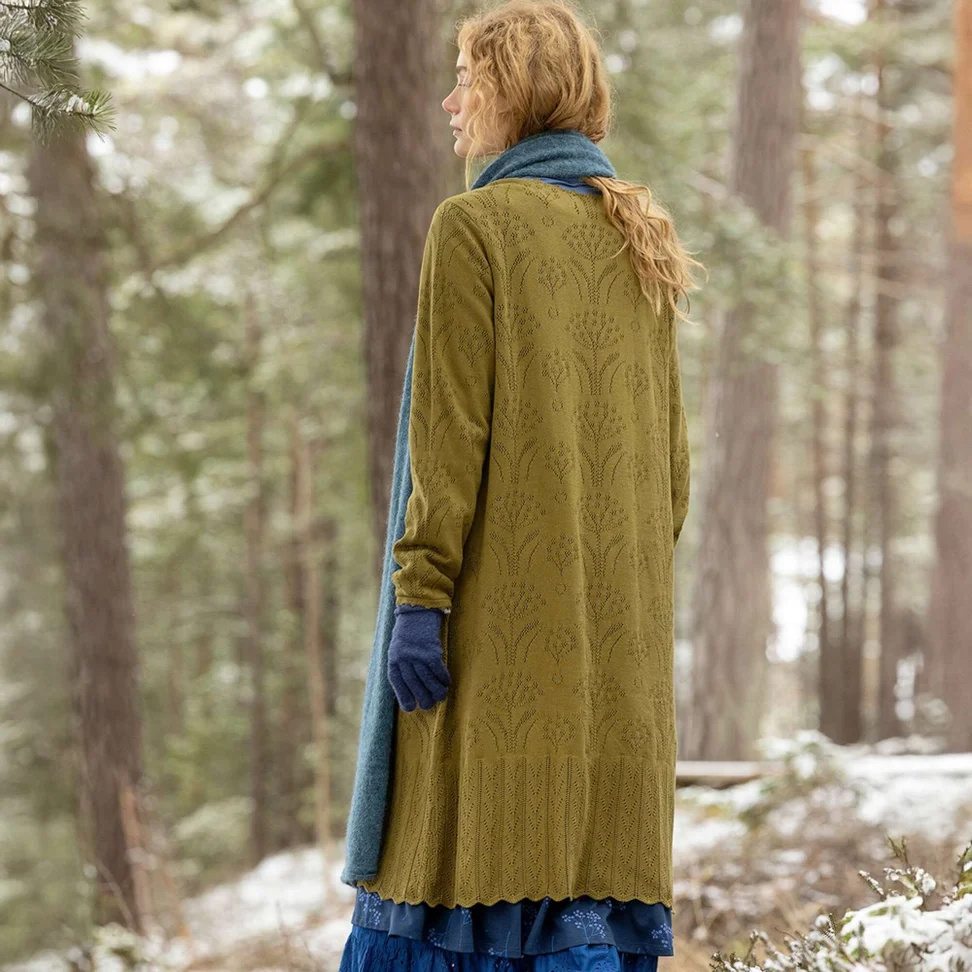 Neulemekko "Alma" ekopuuvillaa/kierrätettyä puuvillaa - tumma oliivi