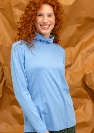 Long-sleeve, lyocell/elastane jersey polo-neck top - mild blue
