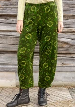 Velours broek "Nootka" van biologisch katoen/gerecycled polyester - bosgroen/dessin
