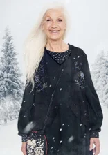 Strikket vest «Rimfrost» i tovet ull - svart