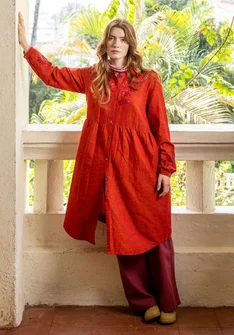 Robe "Marianne" en tissu de coton biologique/lin - cuivre