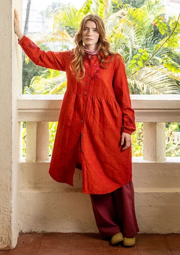 Robe "Marianne" en tissu de coton biologique/lin - cuivre