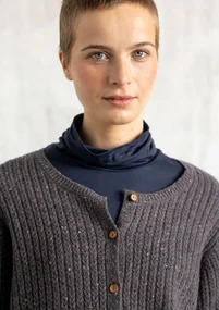 Nubby cardigan in a lambswool blend - ash grey/melange