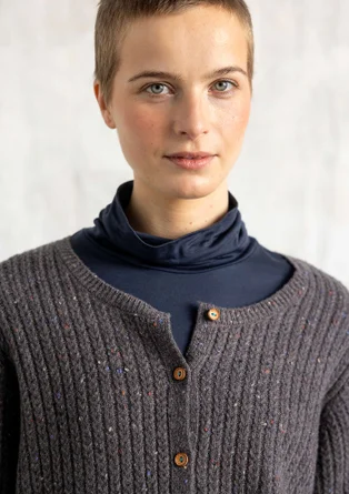 Noppen-Strickjacke aus Lammwollmischung - aschgrau-melange