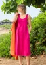 Solid-colour organic cotton jersey dress (cyklamen L)