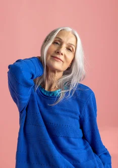 Lievelingstrui "Edna" van gerecycled katoen - briljantblauw