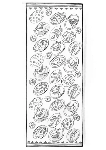 “Nest” hallway runner in organic cotton - cicada