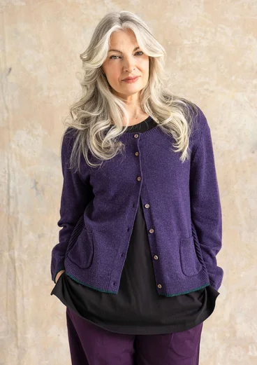 Gilet rayé, à pois et uni "Wilma" en laine d'agneau - lilas orageux/chiné