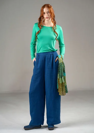 “Bodil” woven linen trousers - indigo blue