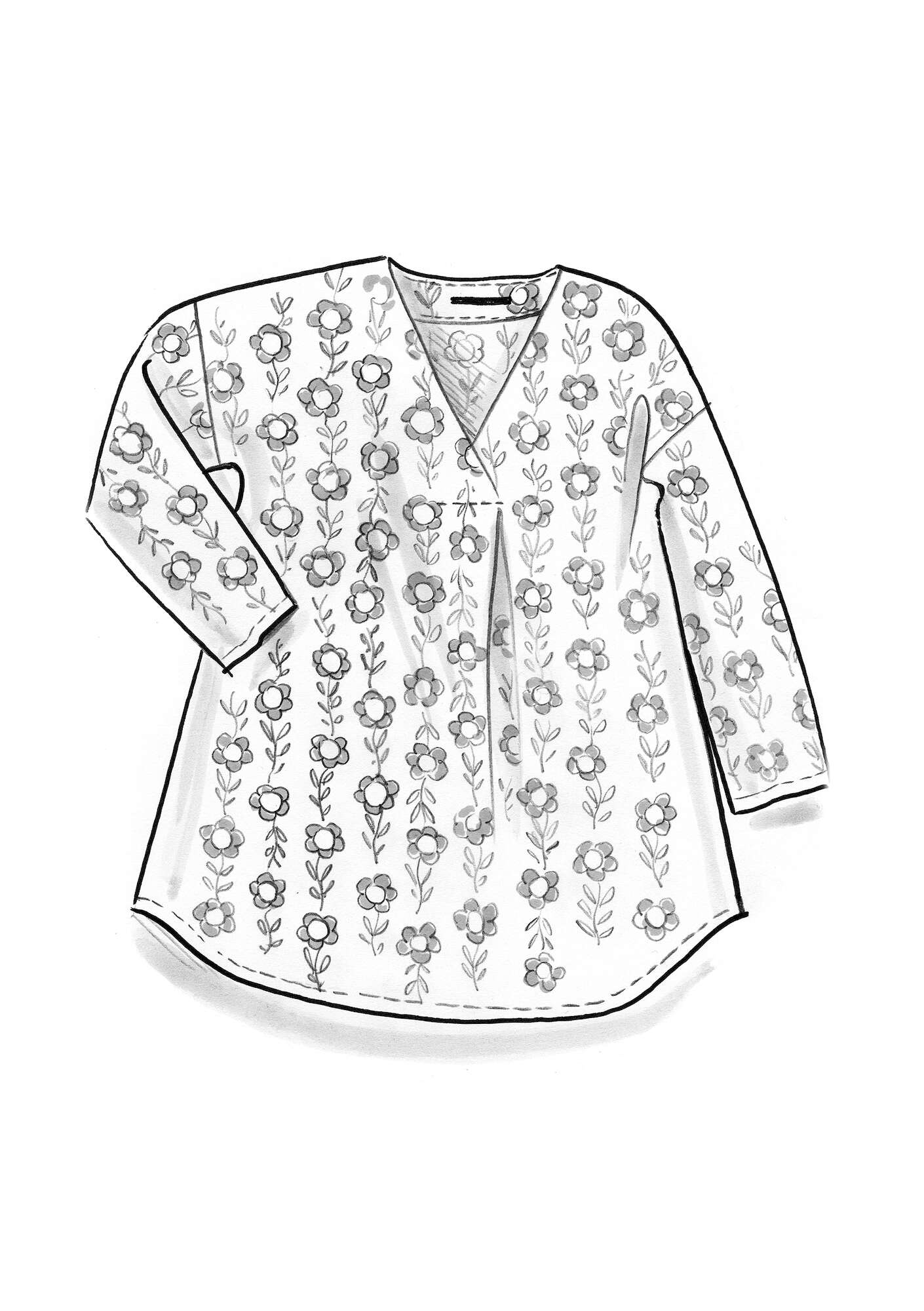 “Jasmine” woven linen blouse cicada/patterned