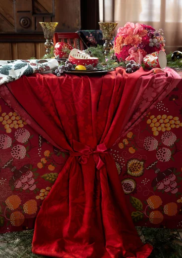 “Baluns” tablecloth in organic cotton - poppy
