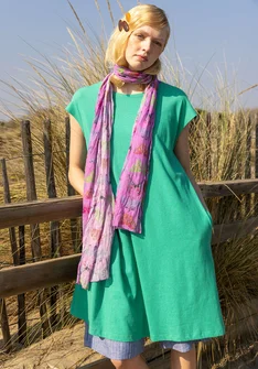 Jersey tunic in organic cotton/linen - light oriental green