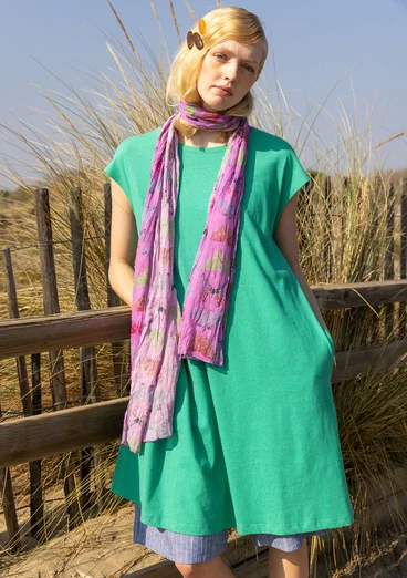 Jersey tunic in organic cotton/linen - light oriental green