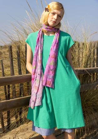 Jersey tunic in organic cotton/linen - light oriental green