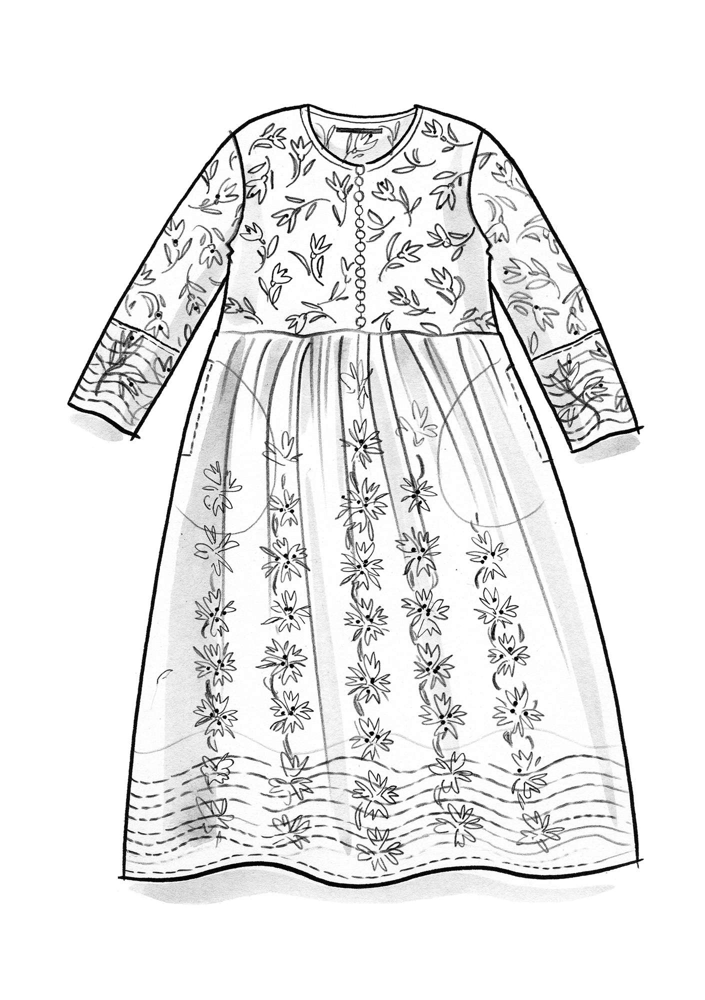 Vevd kjole «Tara» i økologiskt bomull multi