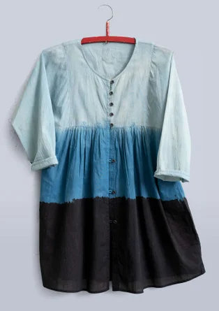 "Marigold" organic cotton smock blouse - indigo