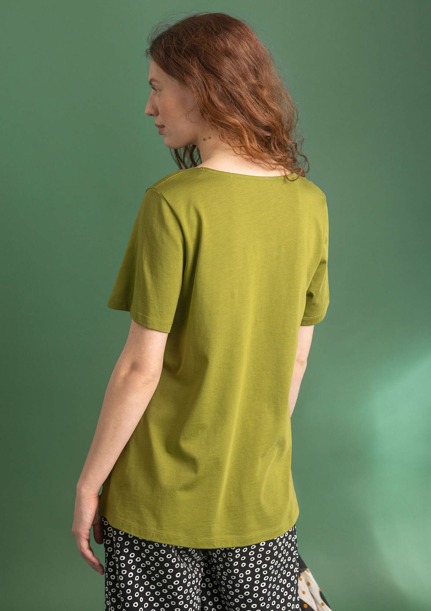 “Oriana” organic cotton/modal t-shirt moss green thumbnail