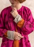 Künstlerbluse „Amber“ aus Leinen (cerise-gemustert S)