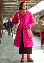 Dunkåpe i resirkulert polyester / dun - rosa begonia