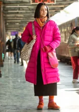 Dunkåpe i resirkulert polyester / dun - rosa begonia