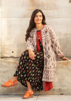 Gilet-manteau "Lale" en coton biologique - terre clair