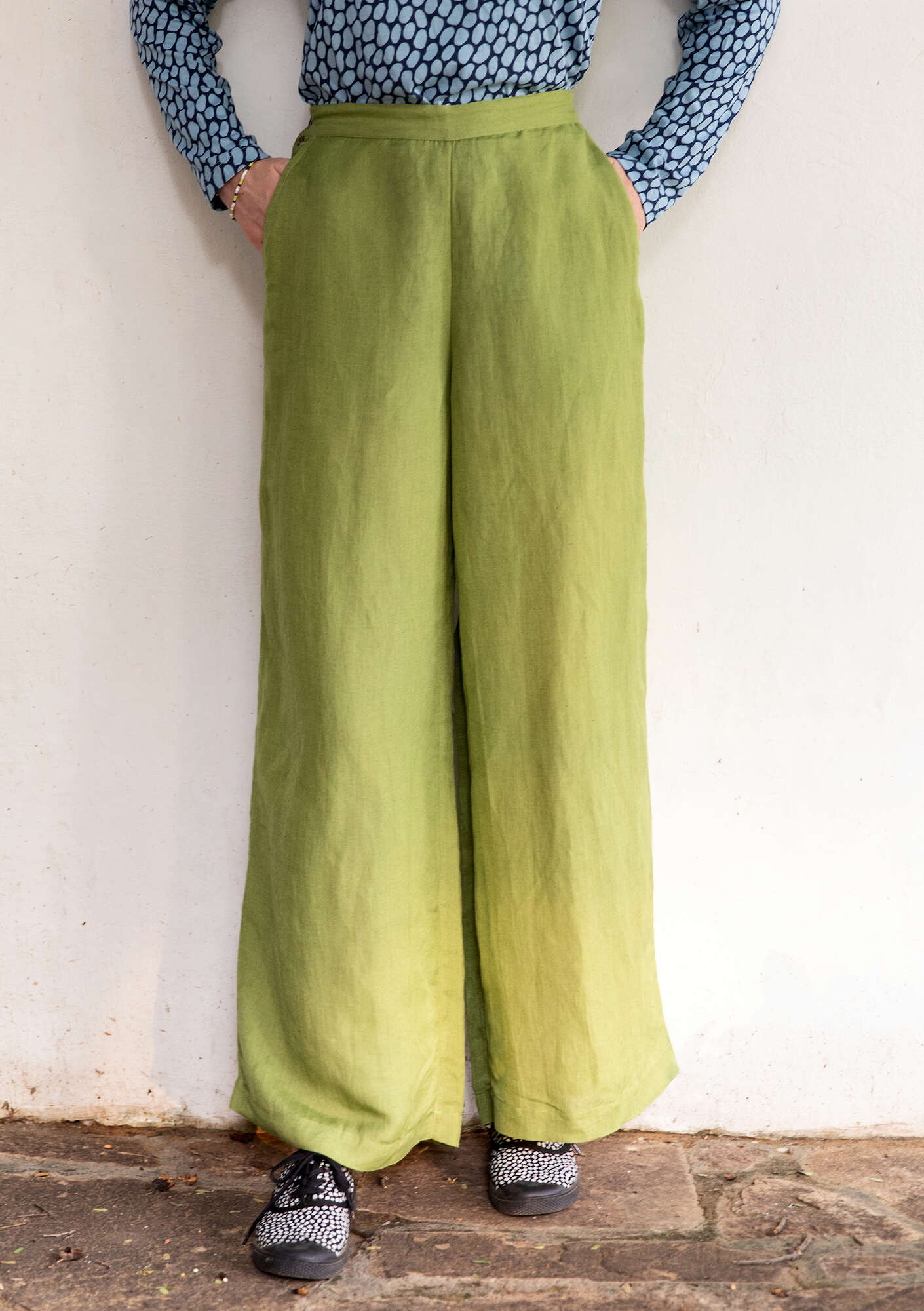 Pantalon  Primavera  en tissu de lin/modal sauge thumbnail