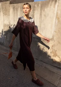 Webkleid „Flora Flow“ aus Viskose - dunkelaubergine