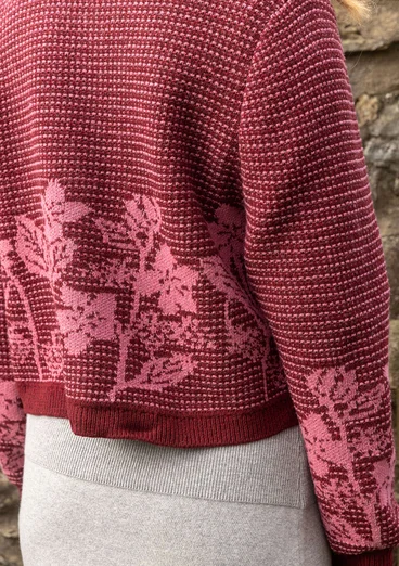 Geblümte Strickjacke „Hildur“ aus Wolle - granatapfel-melange