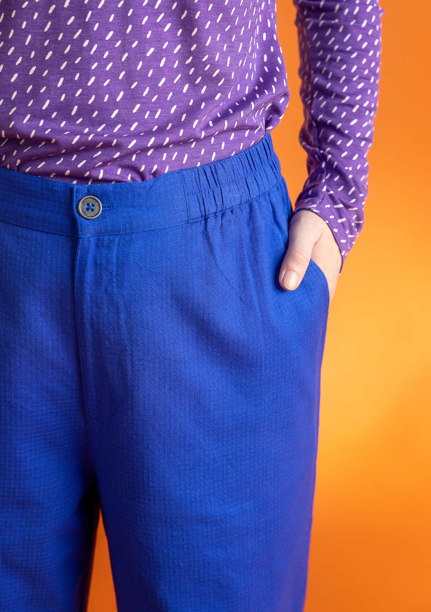 Woven fabric trousers brilliant blue