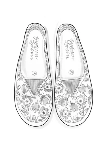 “Jane” cotton fabric flats - hibiscus