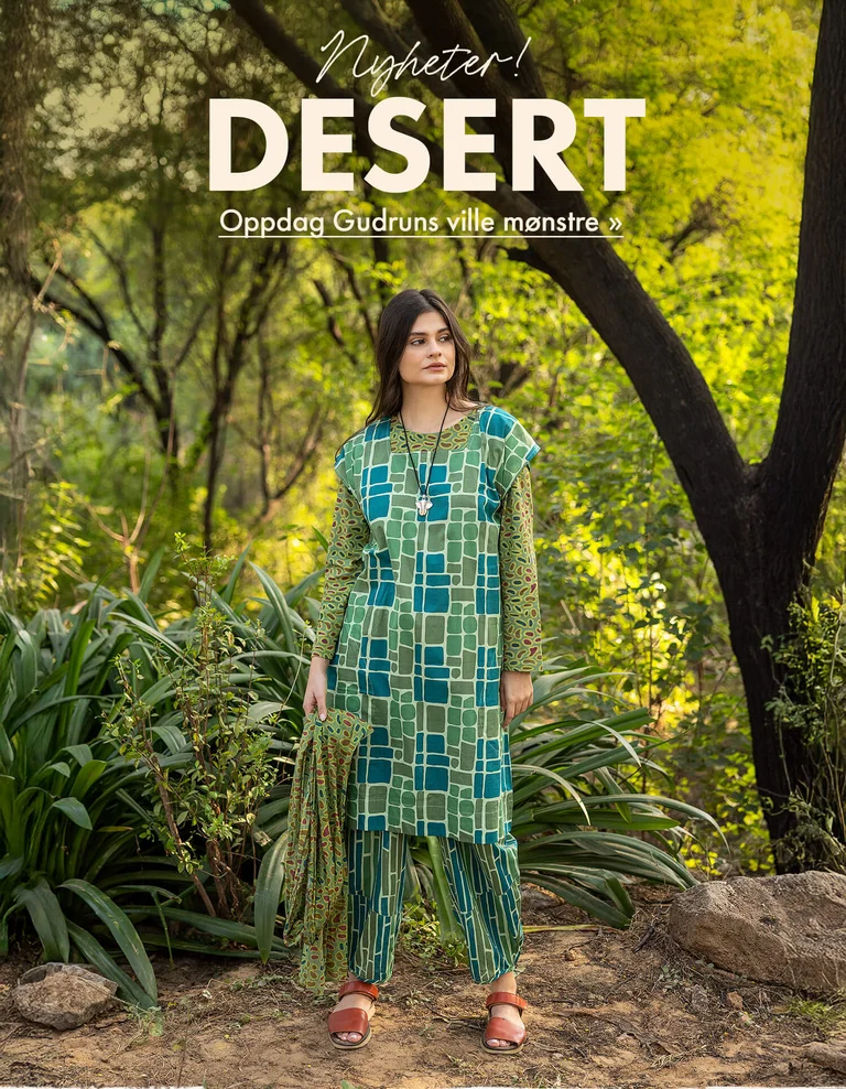 Three women standing next to each other outdoors wearing patterned clothes from Gudrun Sjödén.