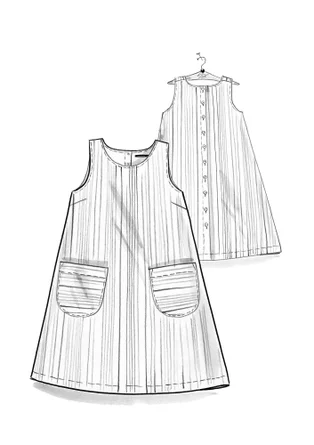 “Ketchi” woven jumper dress in wool/cotton - pomegranate