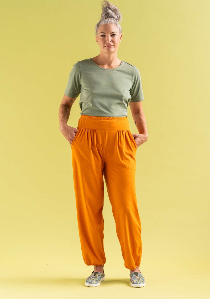 Jersey pants in organic cotton/spandex masala