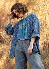 Kimono tissé ”Willow” en coton biologique - indigo