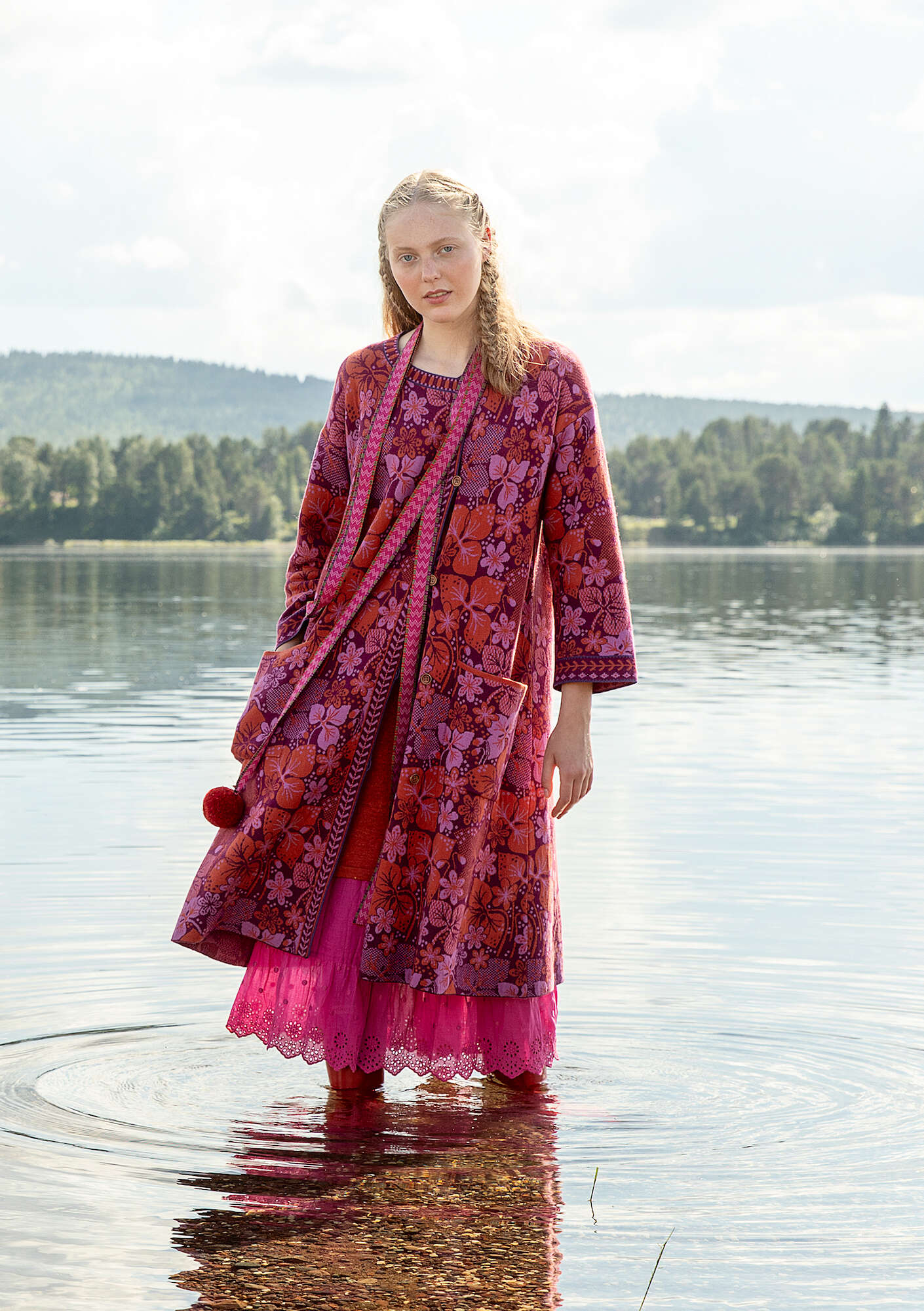 “Ottilia” knit coat in wool and organic/recycled cotton grape thumbnail