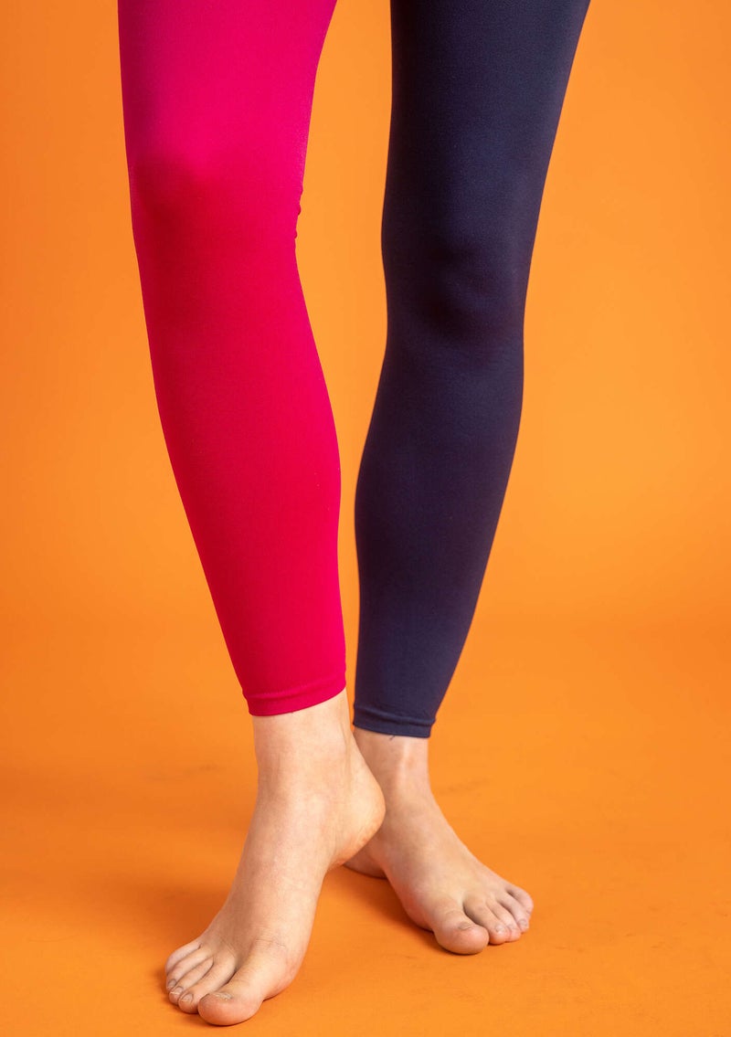 Solid-colored leggings in recycled nylon cyclamen