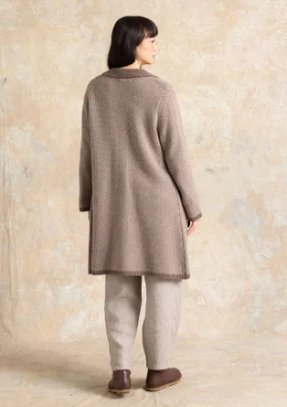 Pantalon en tissu de lin lavé - naturel foncé