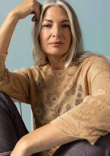 Pointelle sweater in linen/recycled linen -