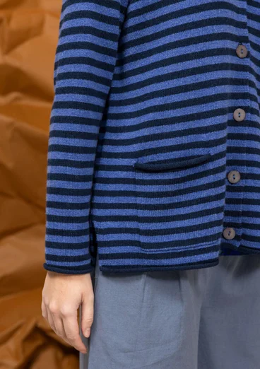 Gestreifter oder einfarbiger Strickblazer aus Lammwollmischung - dunkelindigo-kobaltblau