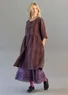Gestreiftes oder einfarbiges Knopfleistenkleid „Sylvi“ aus Leinen (aubergine-gestreift M)