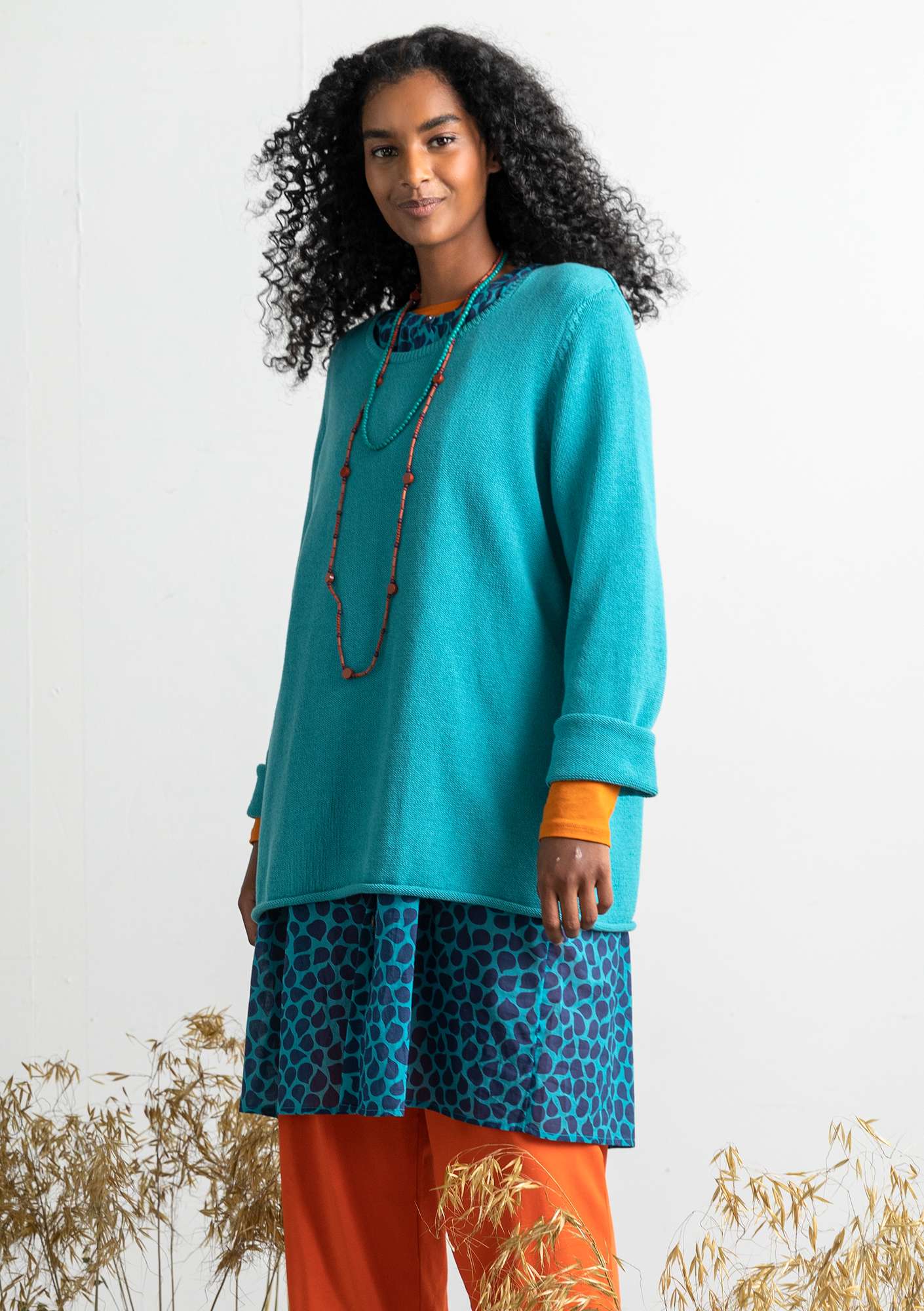 “Adena” BÄSTIS sweater in recycled cotton turquoise thumbnail