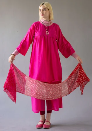 Webkleid „Marie“ aus Bio-Baumwolle/Seide - dunkelpfingstrose