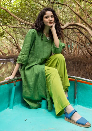 Kleid aus Leinengewebe - koriander