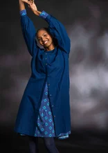 Robe en tissu de coton biologique/lin - bleu indigo