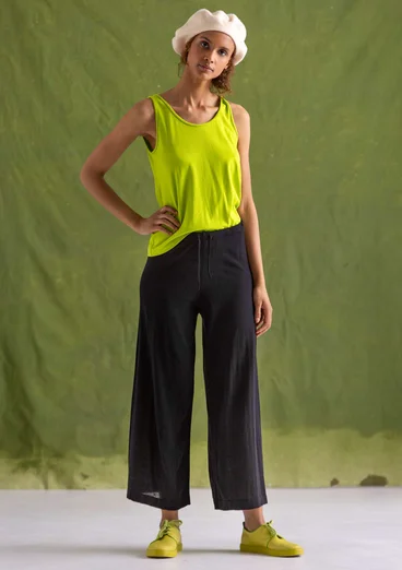 Fine-knit organic cotton trousers - black