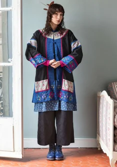 “Mei Lan” jacket in a viscose/cotton/linen blend - black