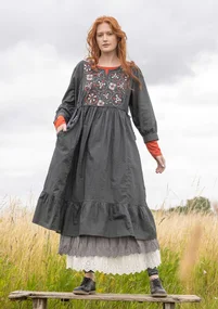 Kleid „Sahara“ aus Bio-Baumwollgewebe - dunkelaschgrau