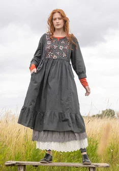Kleid „Sahara“ aus Bio-Baumwollgewebe - dunkelaschgrau