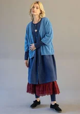 Gilet en maille texturée de coton biologique - bleu lin